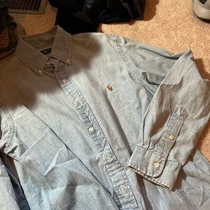 Mens Longsleeve button up Light jean pattern Ralph Lauren Poli Size M